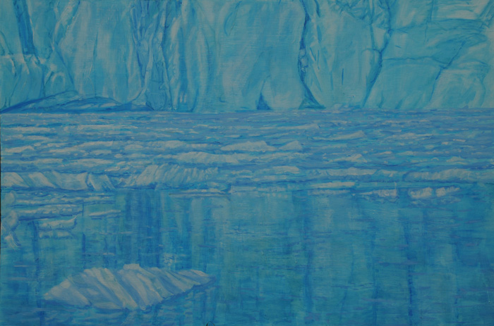 painting titled Floating Ice, Prince William Sound, Alaska