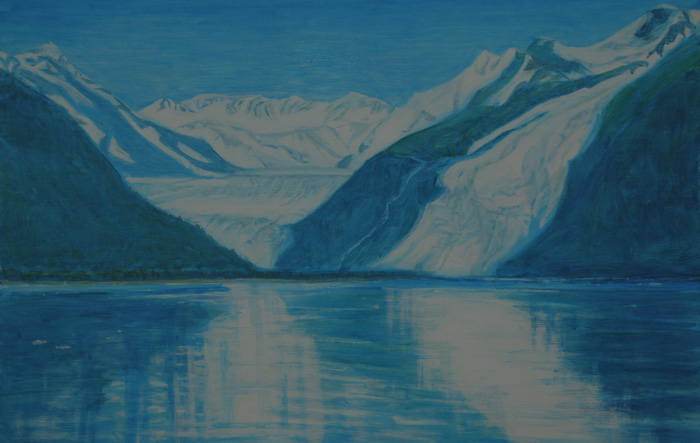 painting titled Two Glaciers, Prince William Sound, Alaska,