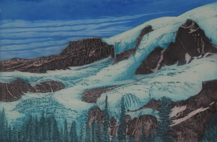 etching titled Glacier, Mount Rainier